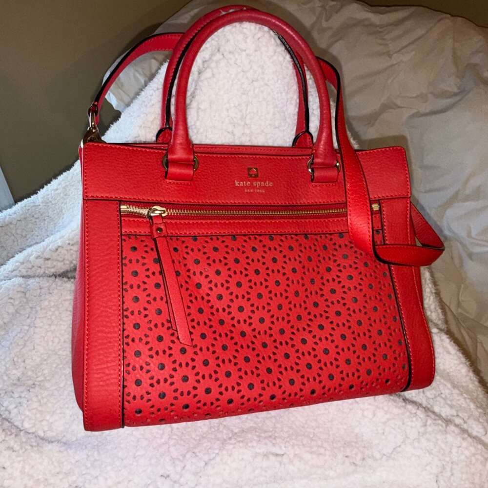 Kate Spade red leather satchel handbag new condition